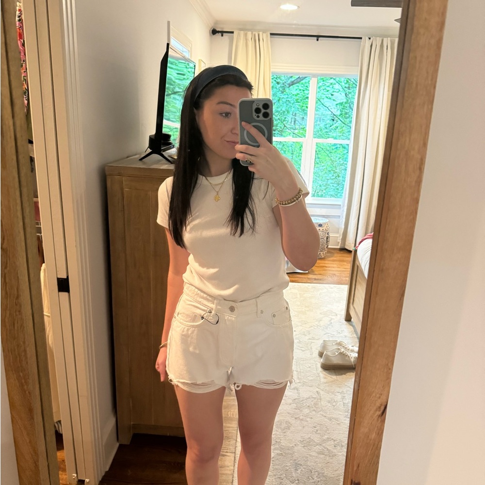 Zara White Denim Shorts